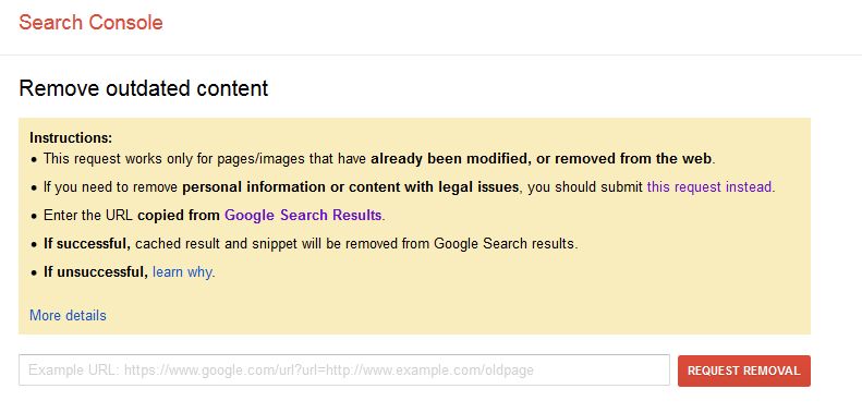 Request Removal search console Request Removal search console