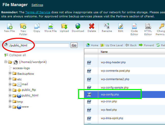 cPanel-File-Manager-public_html-Wp-Config.php