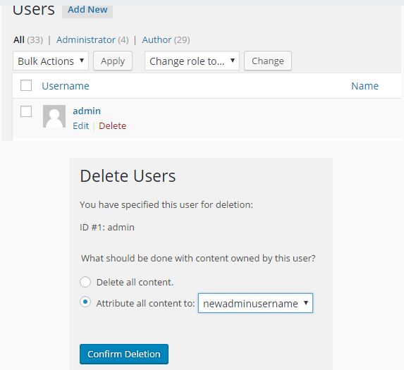 Change WordPress admin username for security