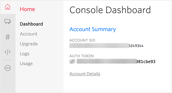 Account SID and Auth Token. Account SID and Auth Token.