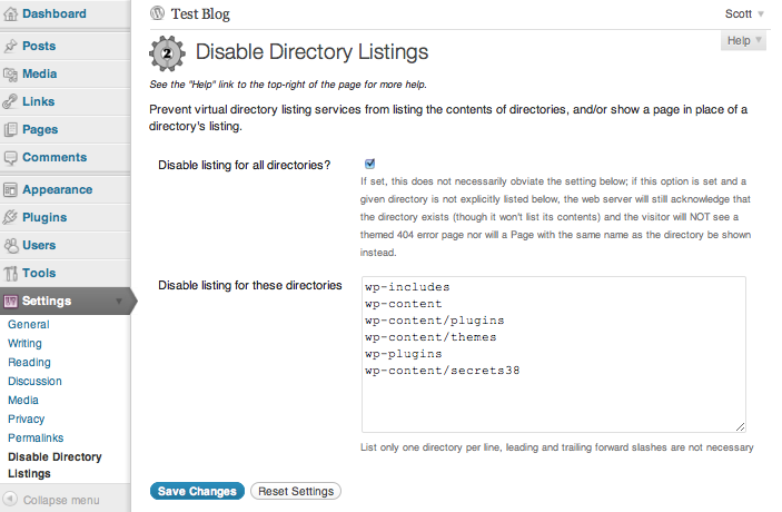 Disable Directory Listings Plugin