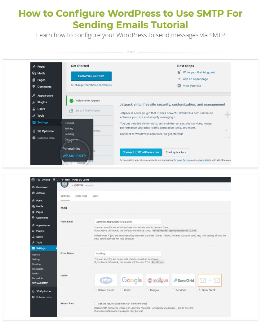 Configure WordPress to Use SMTP For Sending Emails.