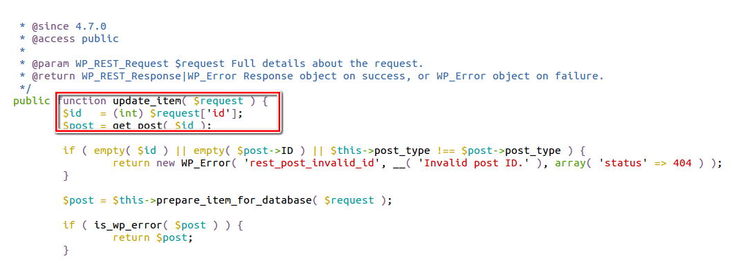 theupdate_item - Content Injection Vulnerability in WordPress theupdate_item - Content Injection Vulnerability in WordPress