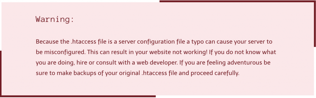 warning htaccess file