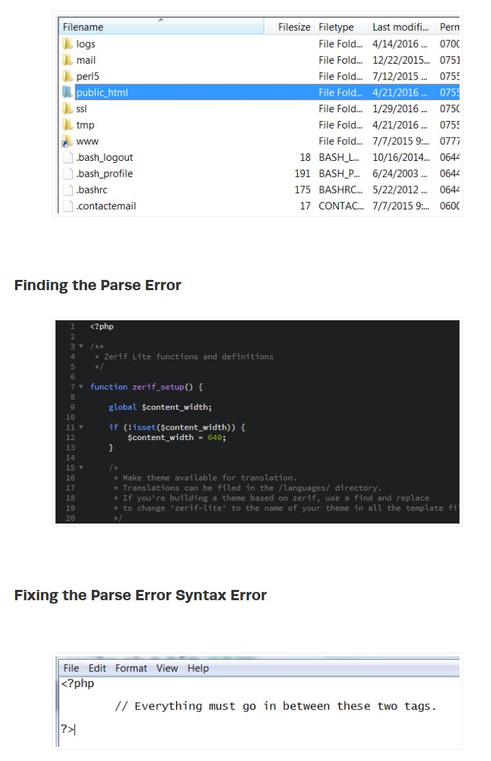 Parse Error Syntax Error Unexpected In Wordpress Fixed