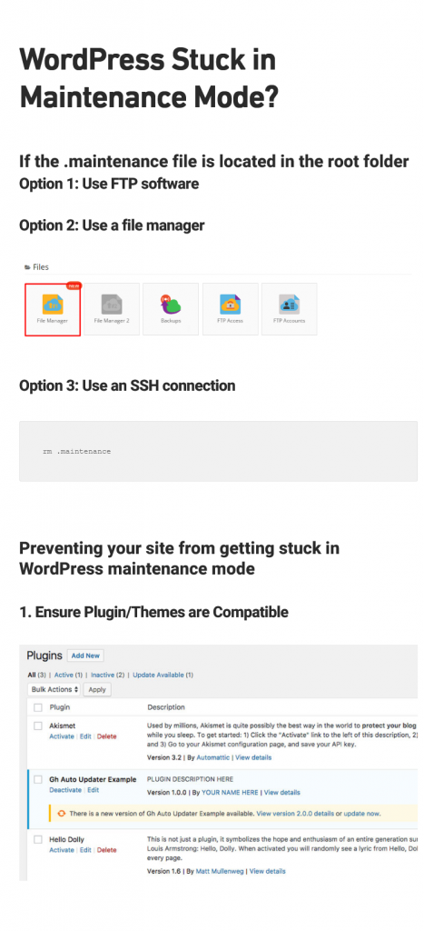 WordPress Stuck in Maintenance Mode WordPress Stuck in Maintenance Mode