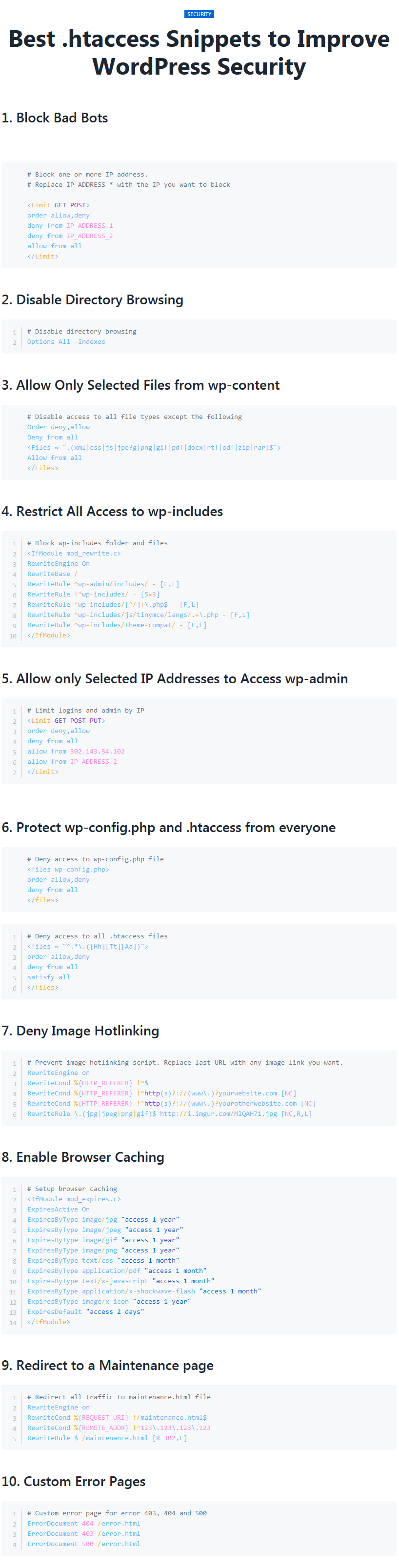 Make WordPress website secure with .htaccess snippets Make WordPress website secure with .htaccess snippets
