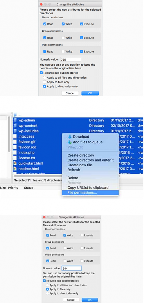  Fix File and Folder Permissions Error in WordPress using FTP