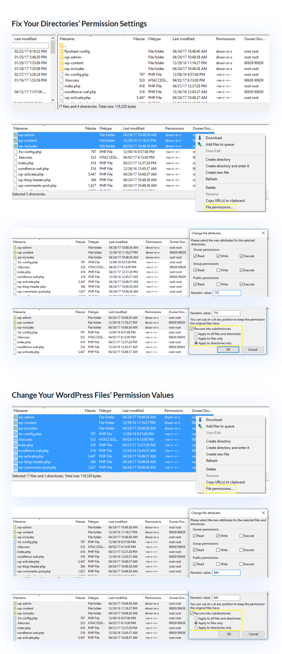 Fix the File and Folder Permissions Error in WordPress site