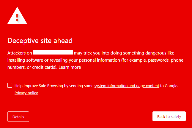 Deceptive site ahead wordpress