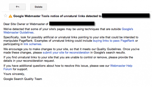 manual link spam penalty in wordpress