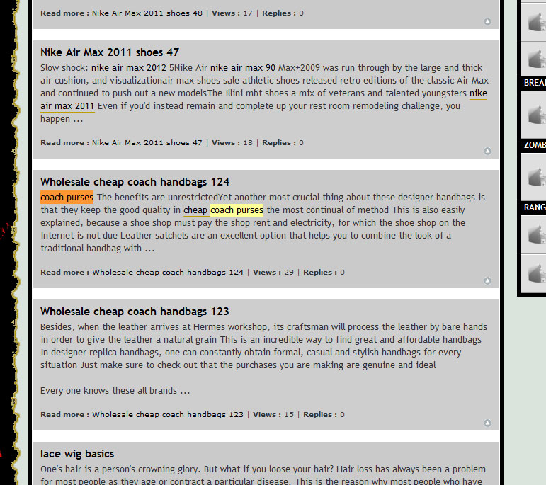 wordpress forum spam links