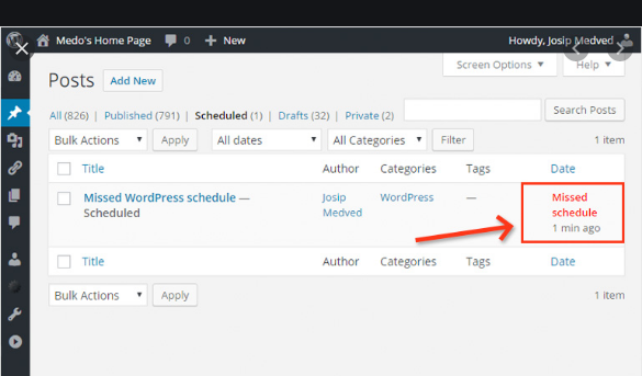 WordPress-Missed-Schedule-Error