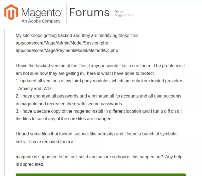 secure a hacked magento site