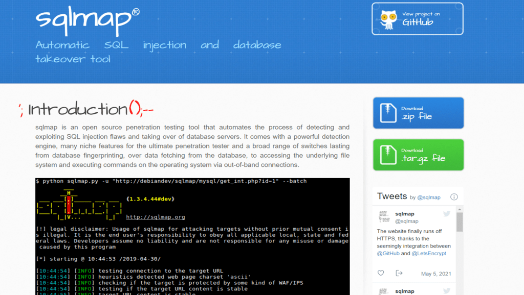 sqlmap - website penetration testing tool
